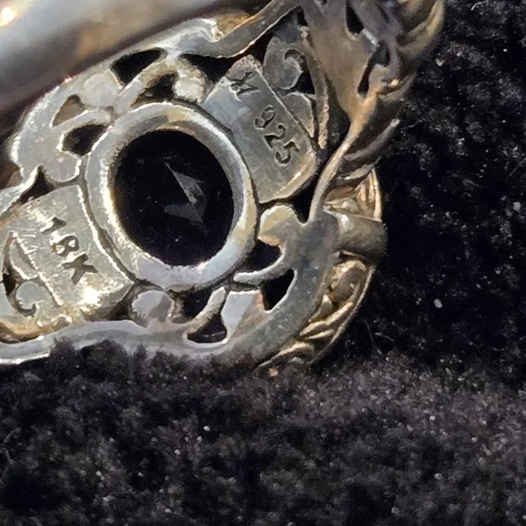 Robert Manse 18k & 925 Sterling Silver Amethyst Gemstone Ring Vintage - Picture 7 of 7